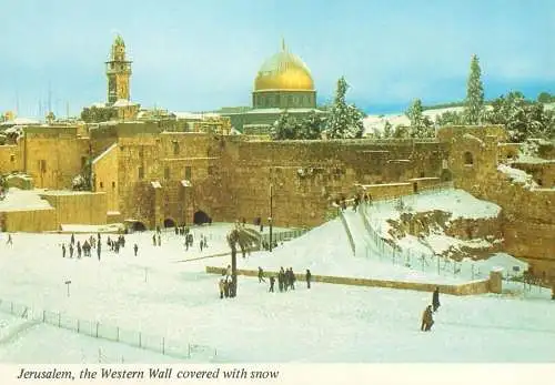 Israel Jerusalem Western Wall covered with snow