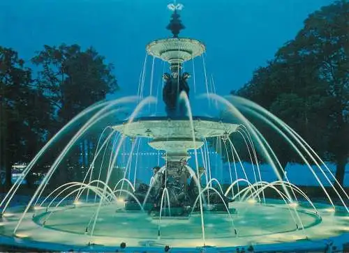 Switzerland Geneve La fontaine de la promenade du Lac vue de nuit