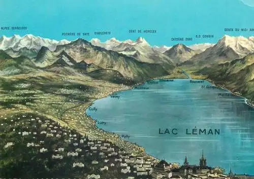 Switzerland Lac Leman map area
