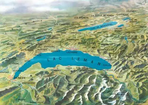 Switzerland Lac Leman region map