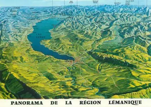 Switzerland Panorama de la region lemanique Pays de Geneve, Lac Leman, des Alpes