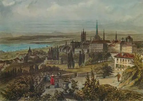 Switzerland Lausanne d'apres une gravure ancienne vers 1830 vue generale