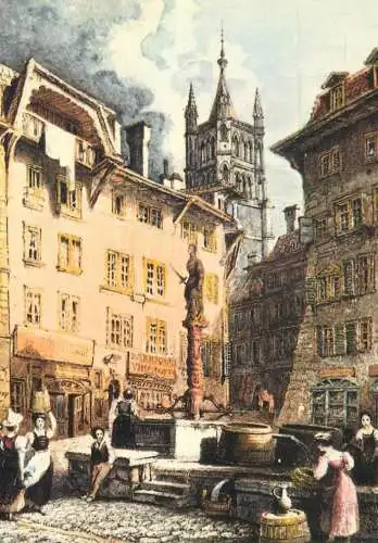 Switzerland Lausanne La Place de la Palud d'apres une gravure ancienne
