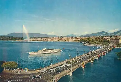 Switzerland Geneve Pont du Mont-Blanc et jet d'eau