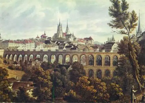 Switzerland Lausanne de Jadis Gal Le Grand Pont et la Cathedrale