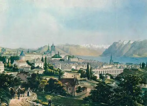 Switzerland Lausanne au debut XIX siecle vue generale
