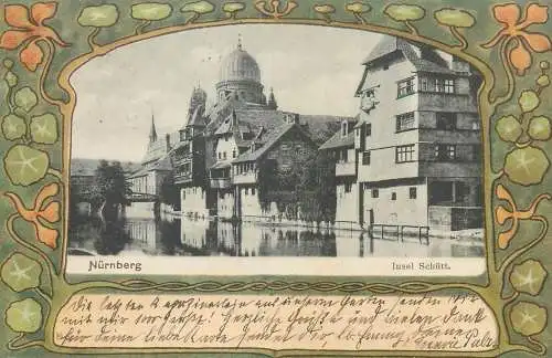 Nurnberg Insel Schutt jugendstil AK