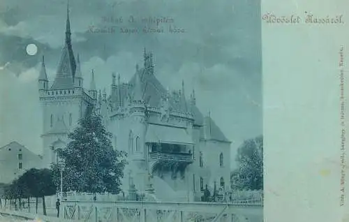 Kassa Kossuth Lajos haza moonlight postcard ± 1900