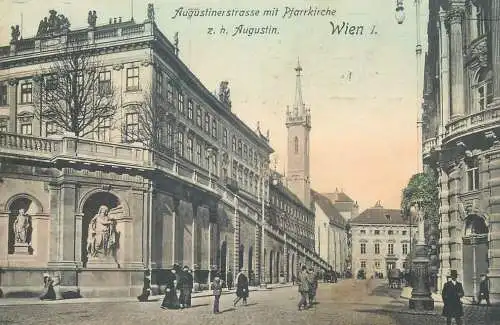 Wien I Augustinerstrasse mit Pfarrkirche 1912