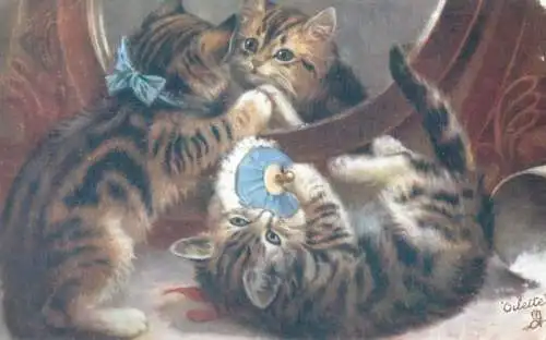 Cats repro postcard 1993