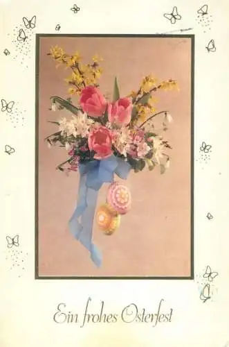 Easter greetings colourful flower bouquet