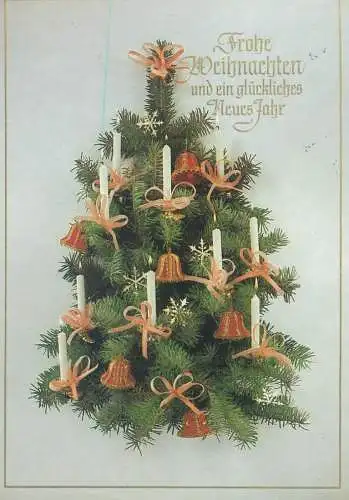 Winter Holidays greetings decorated Christmas tree