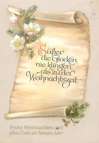 Winter Holidays greetings floral motif parchment calligraphy writing