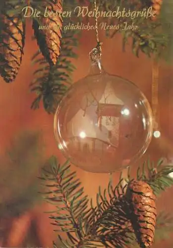 Christmas greetings globe and acorns decorative ornaments