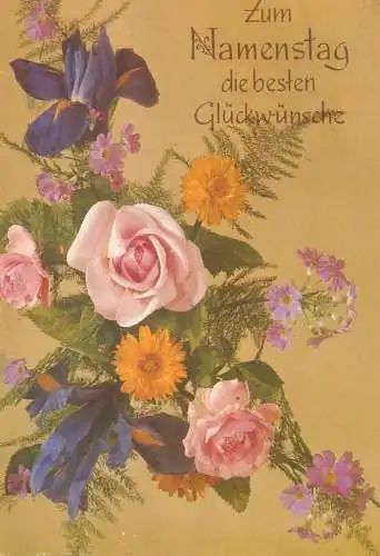 Name Day greetings colourful flower bouquet