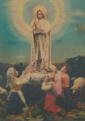 People praying to Virgin Mary illustration