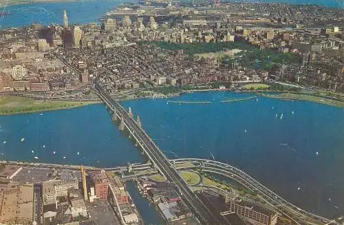 USA Boston MA Longfellow bridge aerial view
