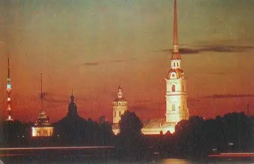 Russia Leningrad postcard 1979 cathedral and tower