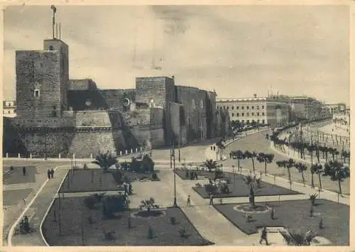 Postcard Italy Bari Federico II gardens and Svevo castle 1940