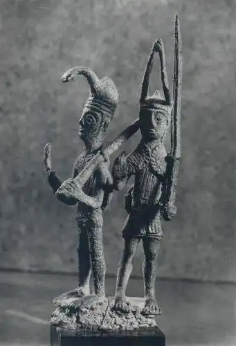 Postcard fine arts statue artefact Cagliari Museo archeologico Guerrieri da Abini