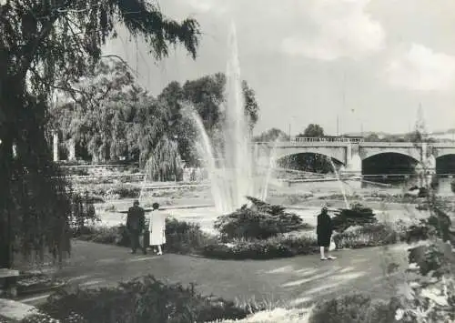 Postcard Germany Leipzig messe fountain