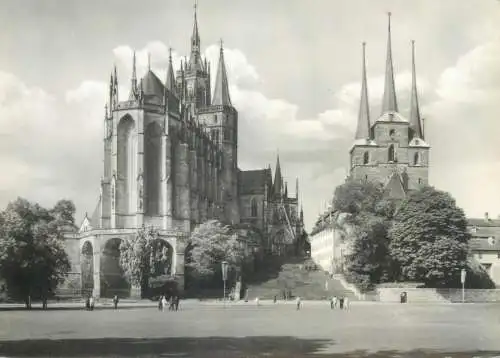 Postcard Germany Erfurt dom und Severikirche
