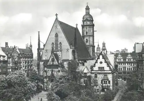 Postcard Germany Messestadt Leipzig St. Thomas church