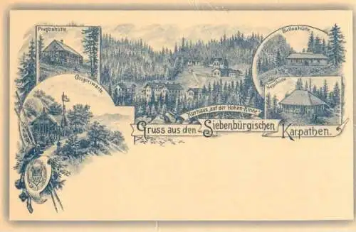Romania repro vintage postcard Paltinis Casa de Odihna Hohe Rinne Siebenburgischen Karpathen multi view