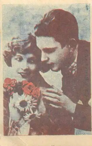 Social History elegant charming lovers couple romance gallant courting flower bouquet