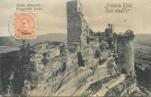 Postcard Belgium pfalz Schweiz Burgruine Dahn