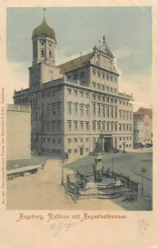 Postcard  Germany Augsburg rathaus mit Augustusbrunnen