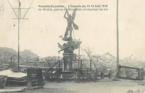 Postcard exposition Bruxelles St-Michel 1910 patron de Bruxelles