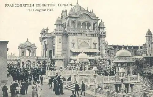 Postcard Franco-British exhibition London 1908 the Congress Hall