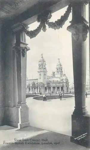 Postcard Franco-British exhibition London 1908 view from Concert Hall