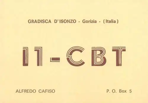 Postcard Radio amateur QSL card 11CBT Gradisca d'Isonzo Gorizia Italy