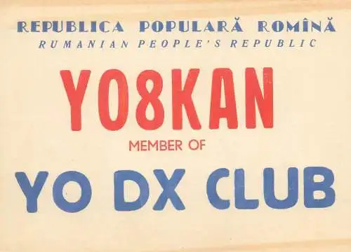 Postcard Radio amateur QSL card Y08KAN Romania Bucharest