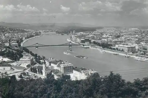 Postcard Hungary Budapest view out of the Gellert Mountain