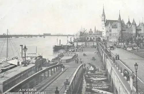 Postcard Belgium Antwerp Anvers debarcadere et le Steen
