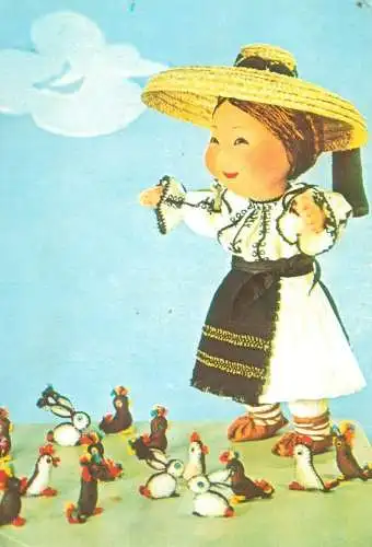 Dolls toys folk traditional costume illustration