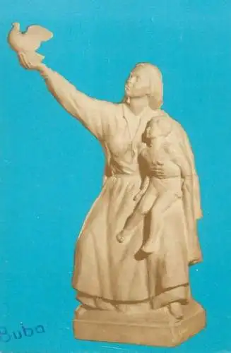 "Peace" sculpture Ion Jalea statuette women with child and dove