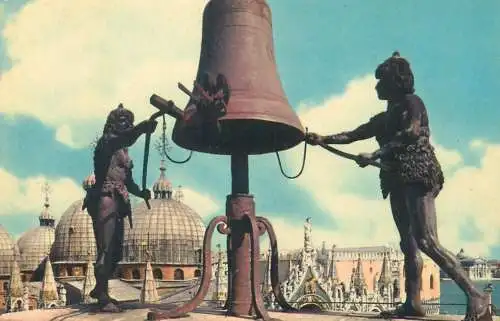 Italy Venezia The Moors statue types ringing bell
