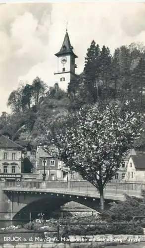 Austria Bruck an der Mur Murzbrucke mit Schlossberg