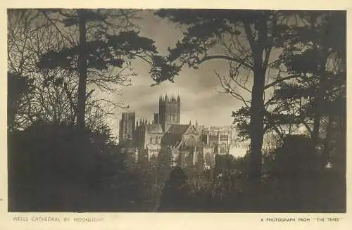 England Wells Cathedral moonlight view photograph from "The Times"