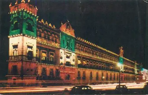 Postcard America Mexico city Palacio Nacional de noche