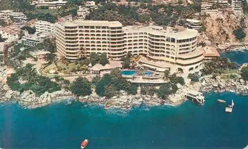 Postcard America Mexico Acapulco hotel Caleta aerial 1968