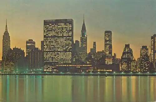 Postcard USA United States NY New York city skyline 1964