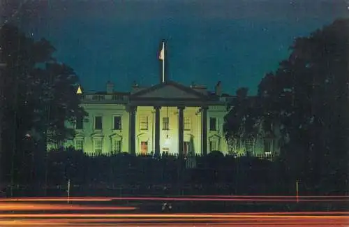 Postcard USA United States Washington D.C. the White House at night