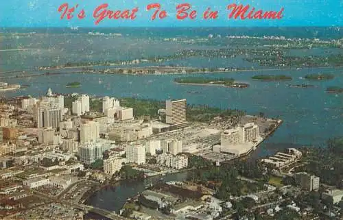 Postcard USA United States FL Miami aerial view 1967