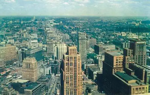 Postcard USA United States > MI - Michigan > Detroit aerial view of Downtown 1959
