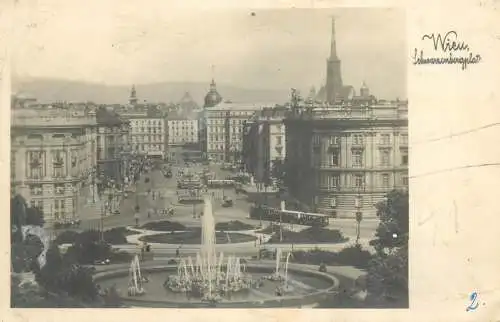 Postcard Austria Wien square and tram